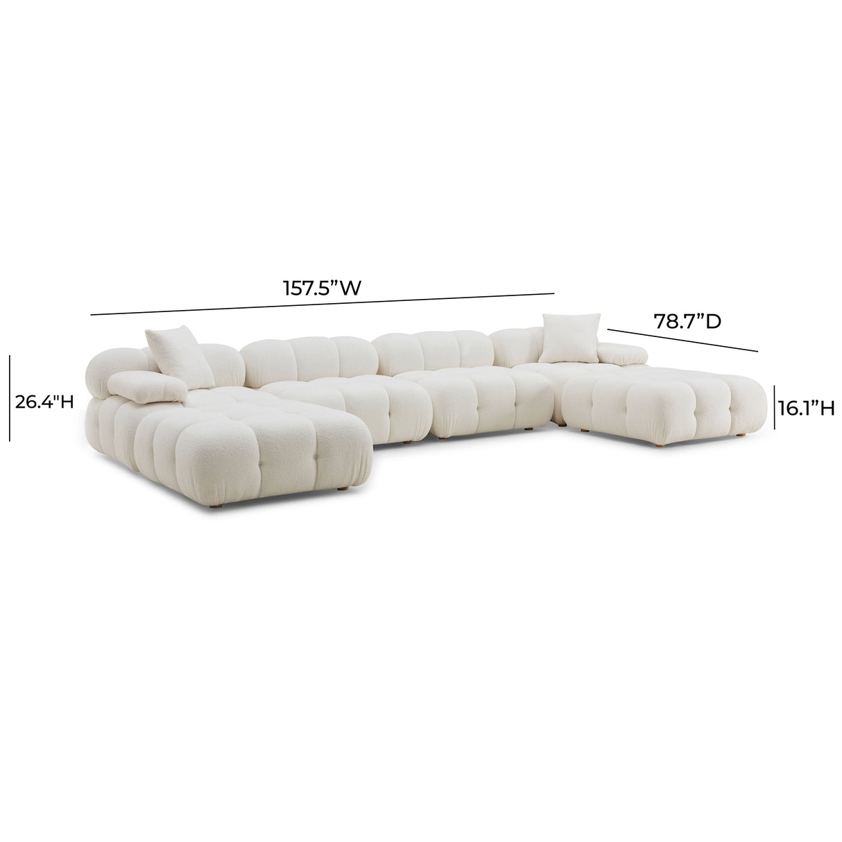 Calliope 6-piece Vegan Shearling Modular U-Sectional