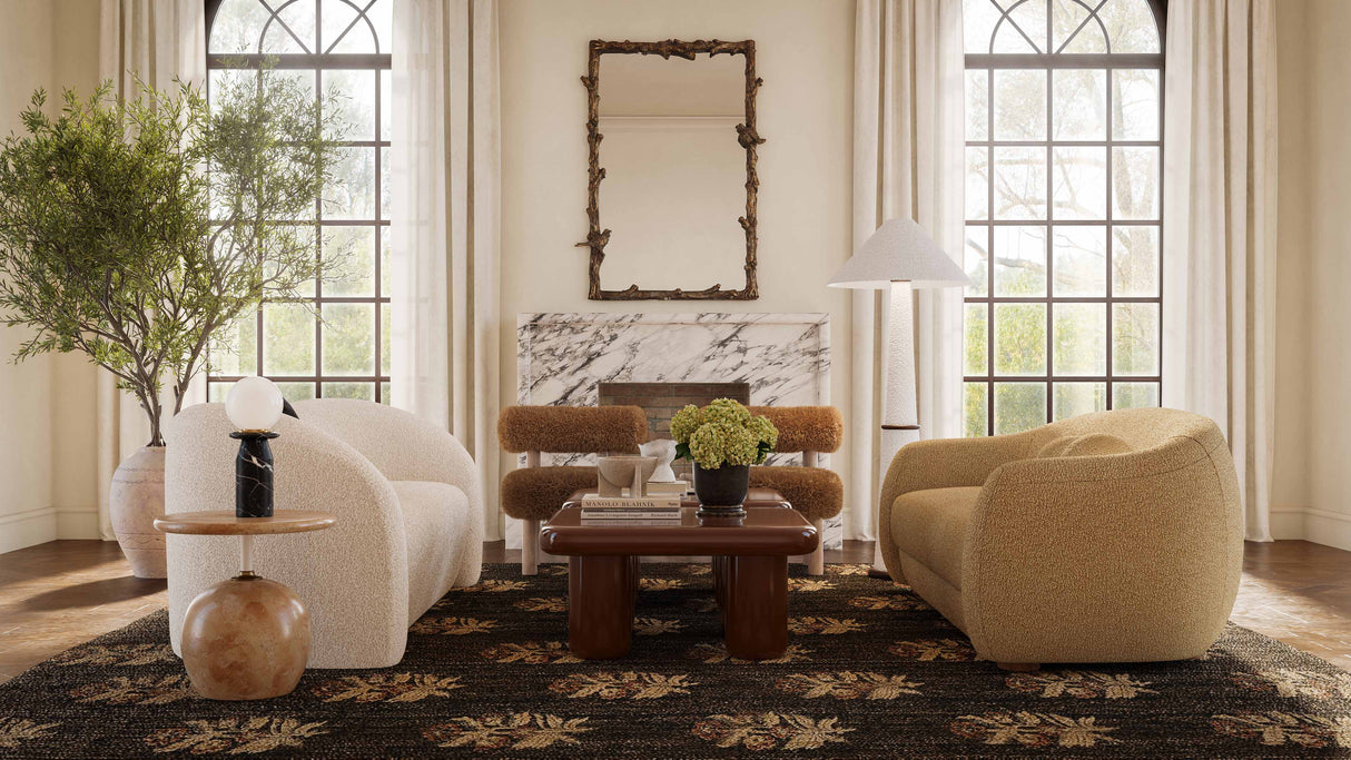 Leonie 84" Beige Faux Shearling Sofa