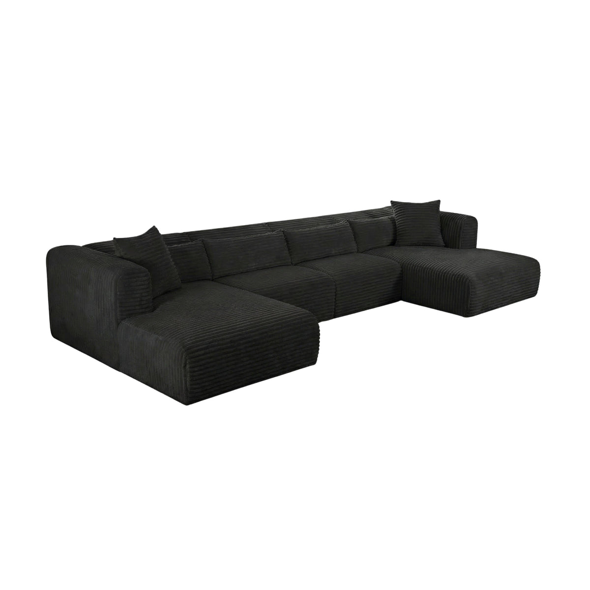 Tarra 4-Piece Fluffy Oversized Performance Corduroy Modular U-Sectional - View 3
