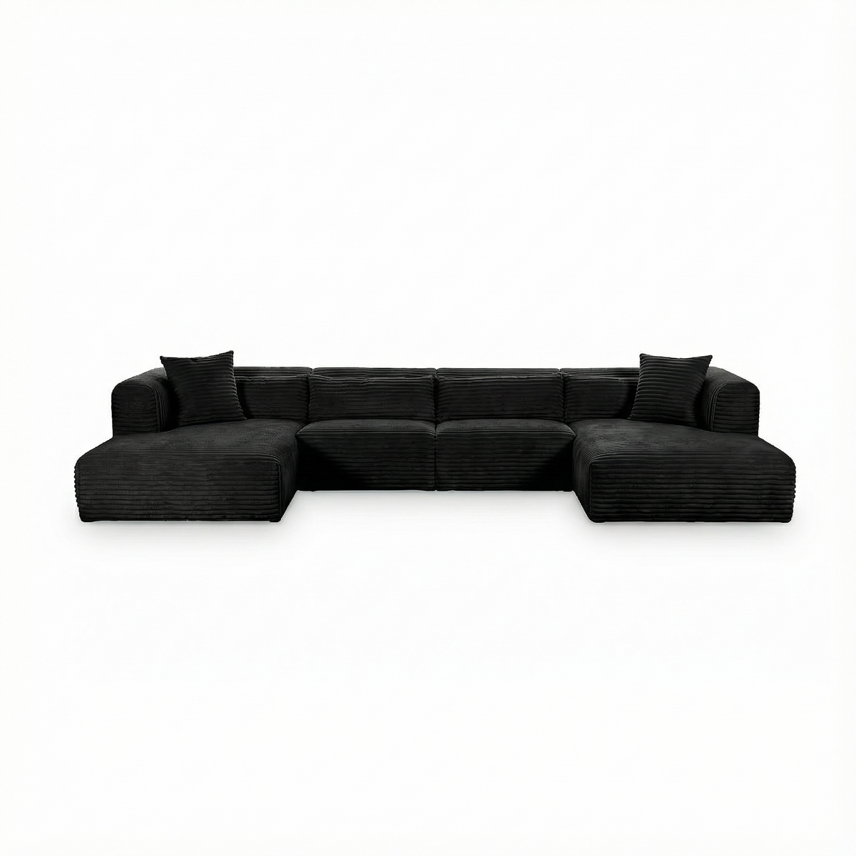 Tarra 4-Piece Fluffy Oversized Performance Corduroy Modular U-Sectional - View 1