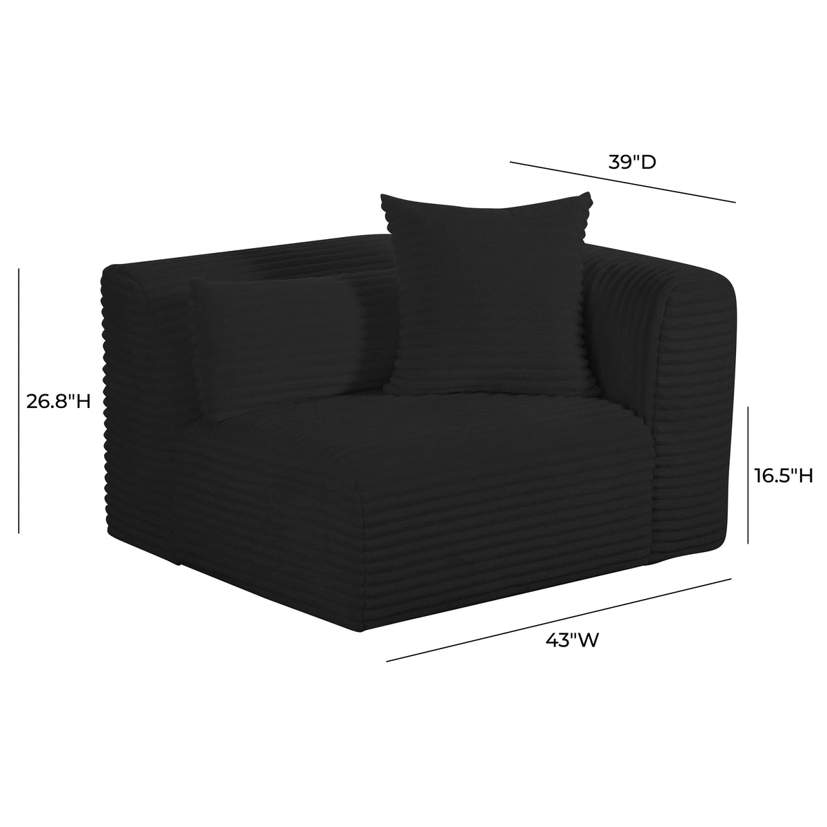 Tarra Fluffy Oversized Performance Corduroy Modular Corner Chair - View 20