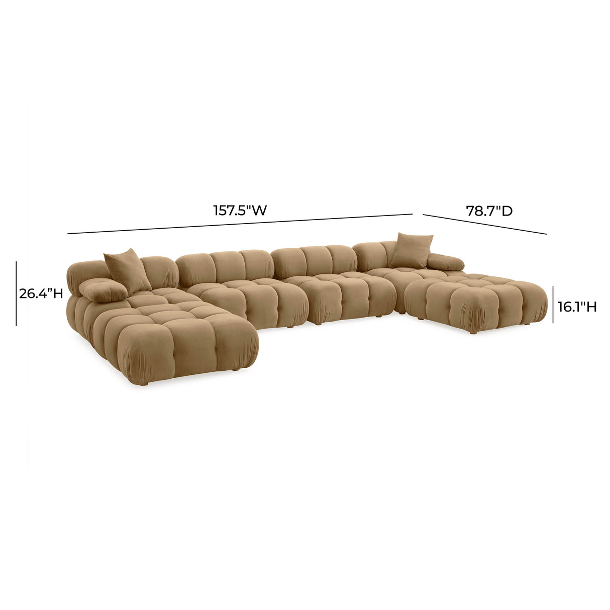 Calliope 6-piece Cafe Au Lait Performance Velvet Modular U-Sectional