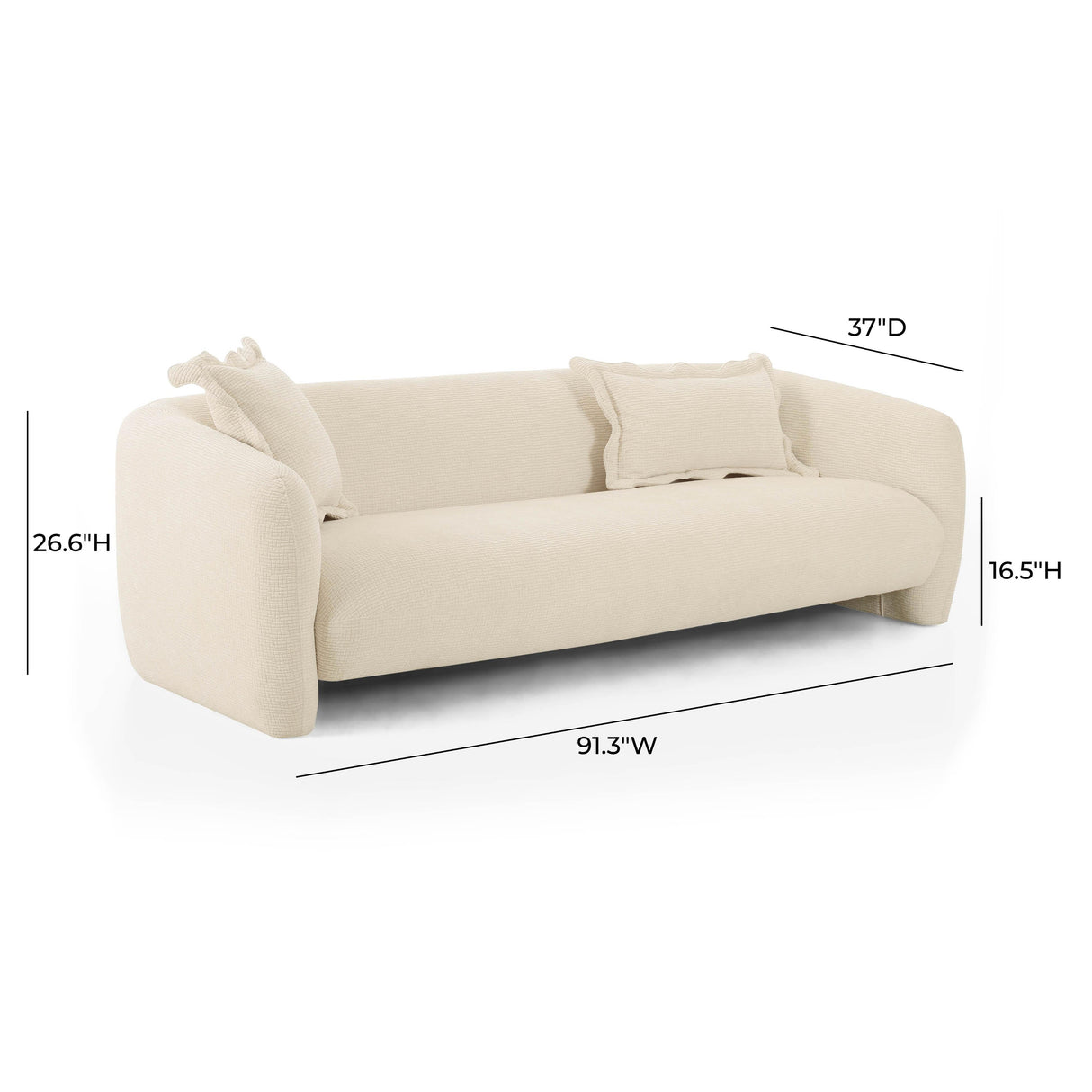 Lou 91" Sandstone Textured Fabric Sofa