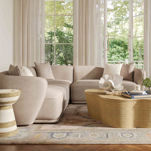 Sylvie 3-Piece Cream Boucle L-Shaped Sectional