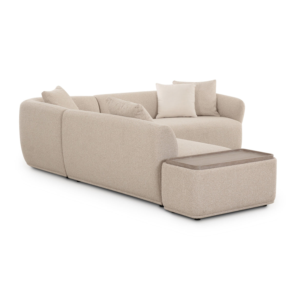 Sylvie 4-Piece Cream Boucle Chaise Sectional