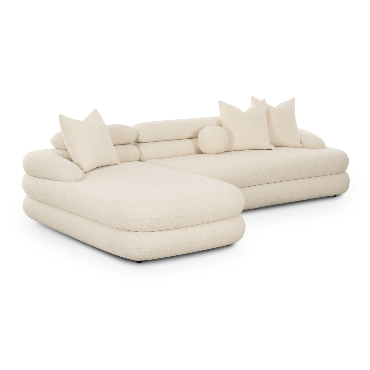 Lulu 2-Piece Cream Boucle L-Shaped Sectional
