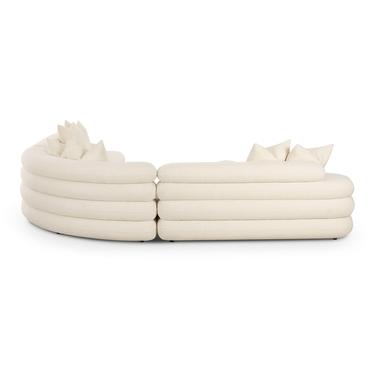 Lulu 3-Piece Cream Boucle Modular Curved L-Sectional