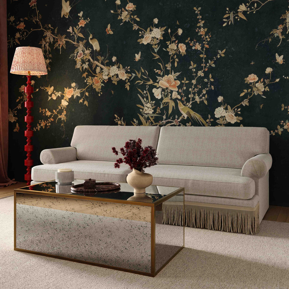 Yvette 92" Warm Grey Boucle Sofa