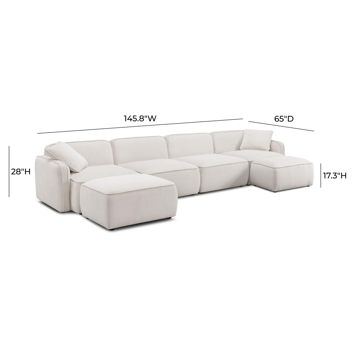Travie 6-PiecePerformance Corduroy Velvet Modular U-Sectional