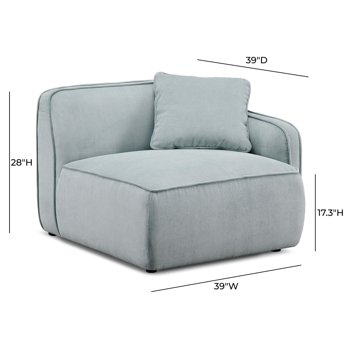Travie Performance Corduroy Velvet RAF Corner Chair - View 11