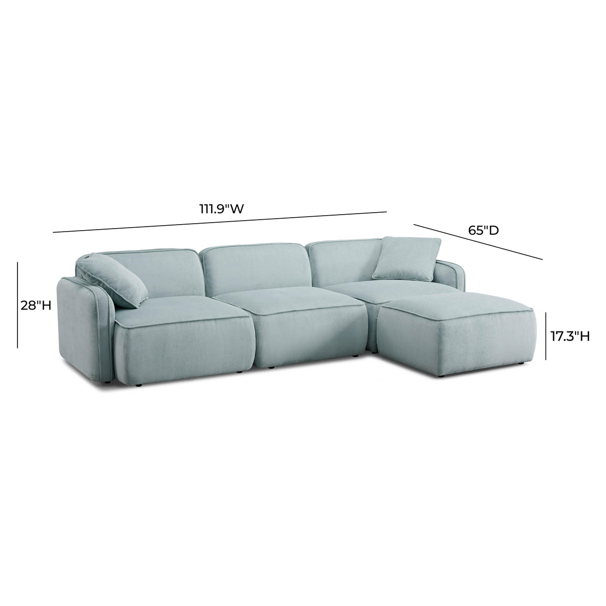 Travie 4-Piece Performance Corduroy Velvet Modular Sectional