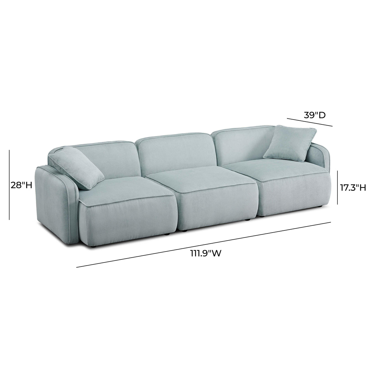 Travie 112" Performance Corduroy Velvet Modular Sofa