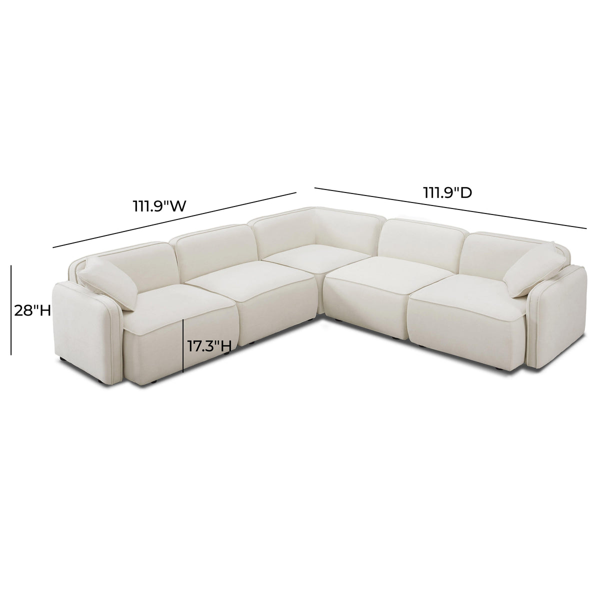 Travie 5-Piece Sand Upcycled Linen Modular L-Sectional