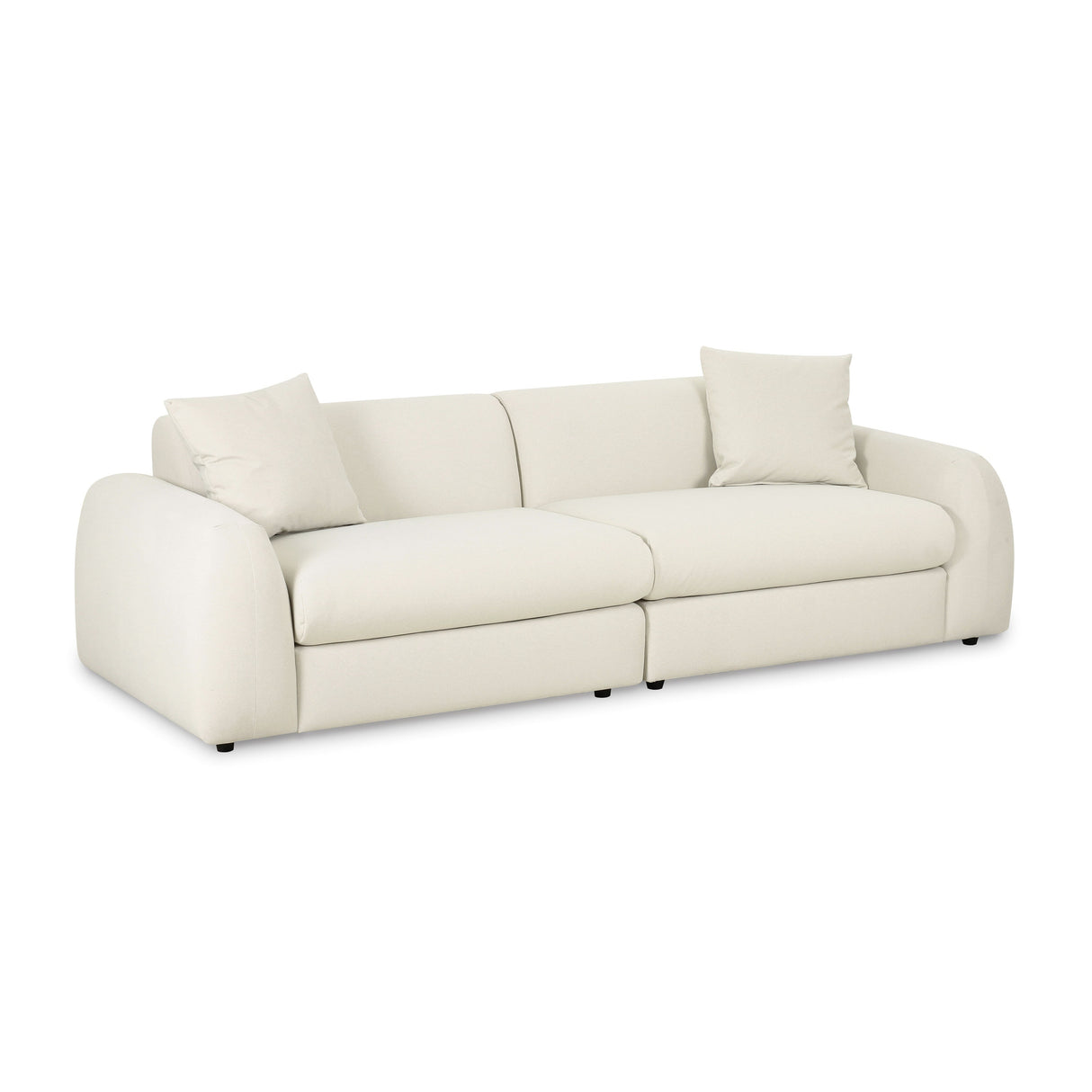 Kourtney 100" Cream Faux Mohair Sofa