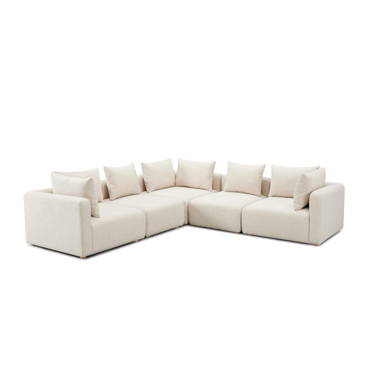 Hangover 5-Piece Textured Fabric Modular L-Sectional