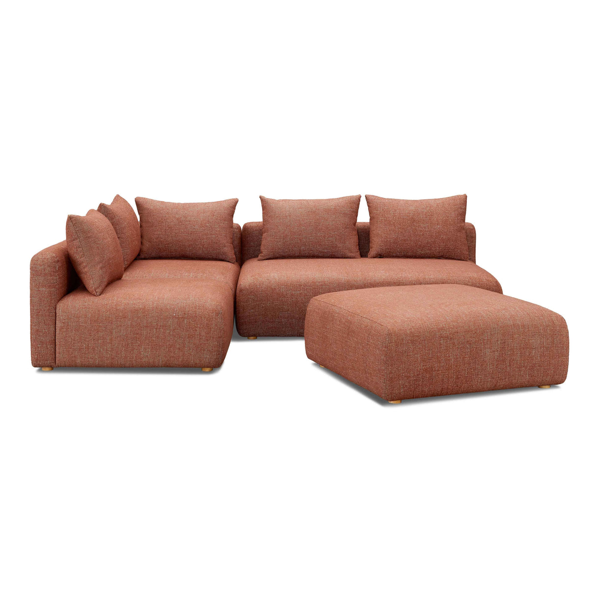 Hangover 4-Piece Heavy Textured Fabric Modular Chaise Sectional