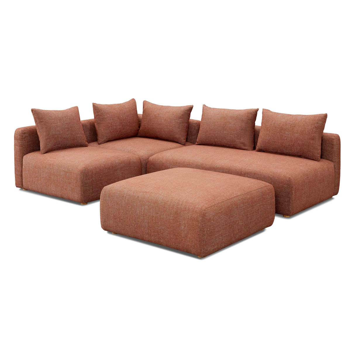 Hangover 4-Piece Heavy Textured Fabric Modular Chaise Sectional