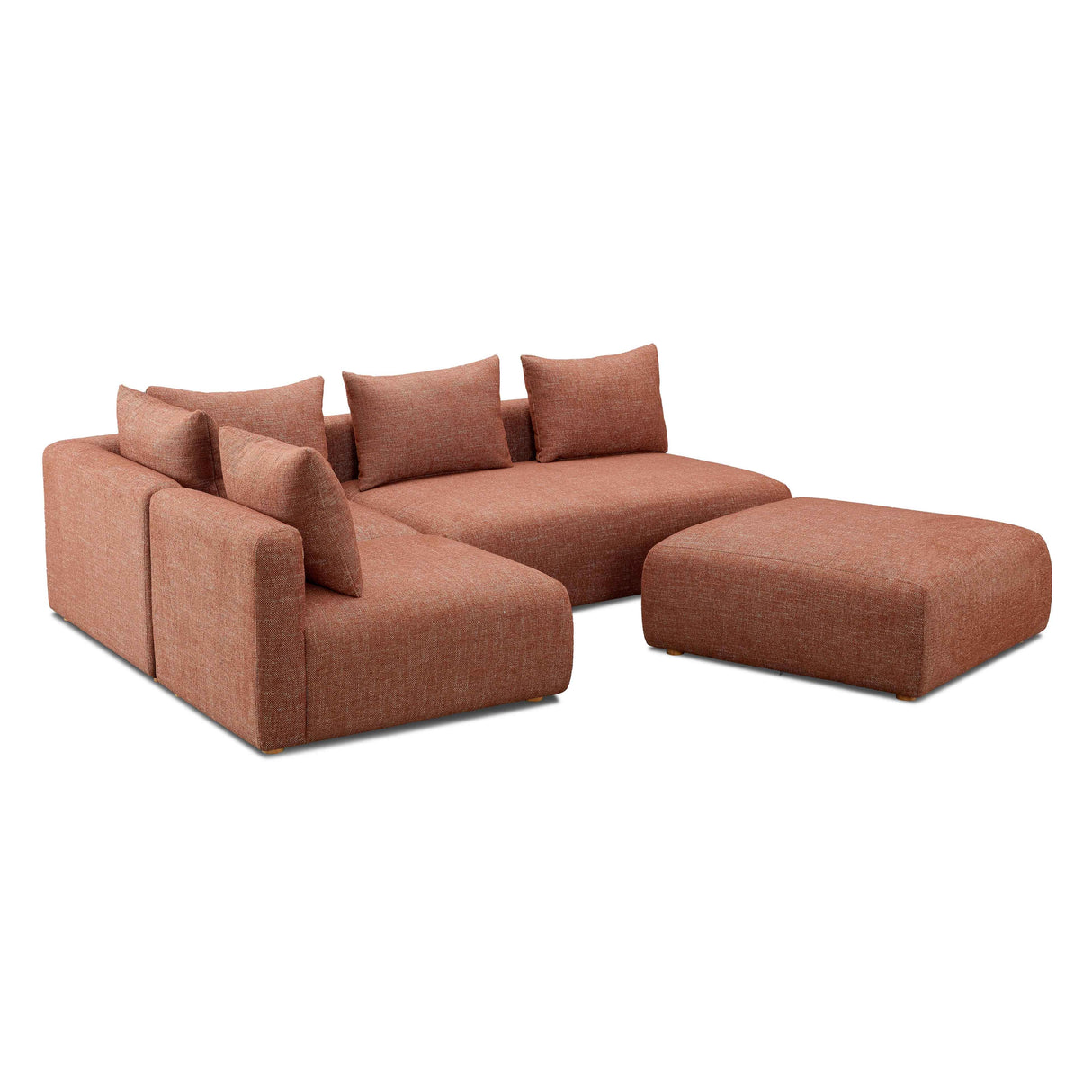 Hangover 4-Piece Heavy Textured Fabric Modular Chaise Sectional