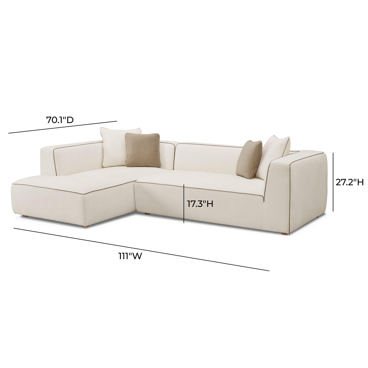 Tristine 2-Piece Cream Linen L-Shaped Sectional
