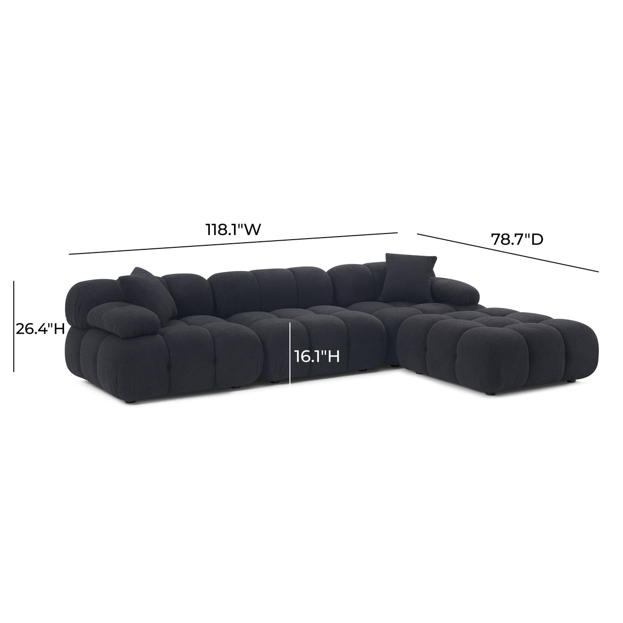Calliope 4-Piece Vegan Shearling Modular Sectional