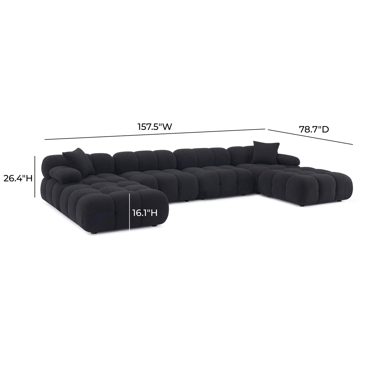 Calliope 6-piece Vegan Shearling Modular U-Sectional