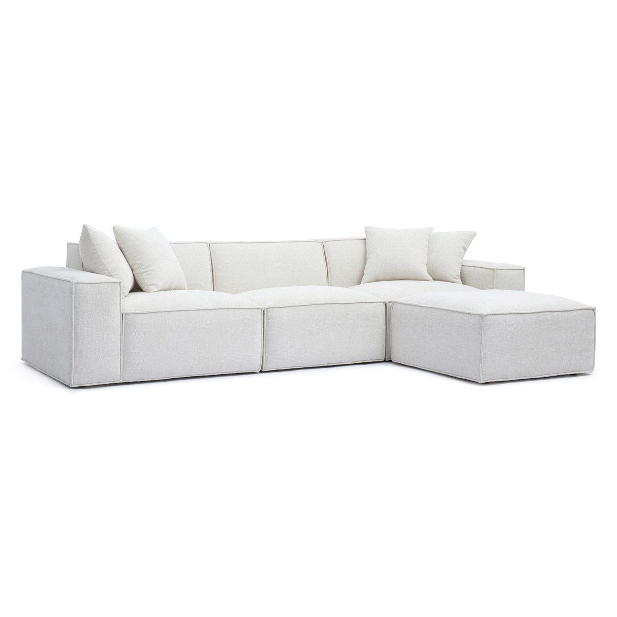 Mindy 4-Piece Chenille Basketweave Modular Sectional