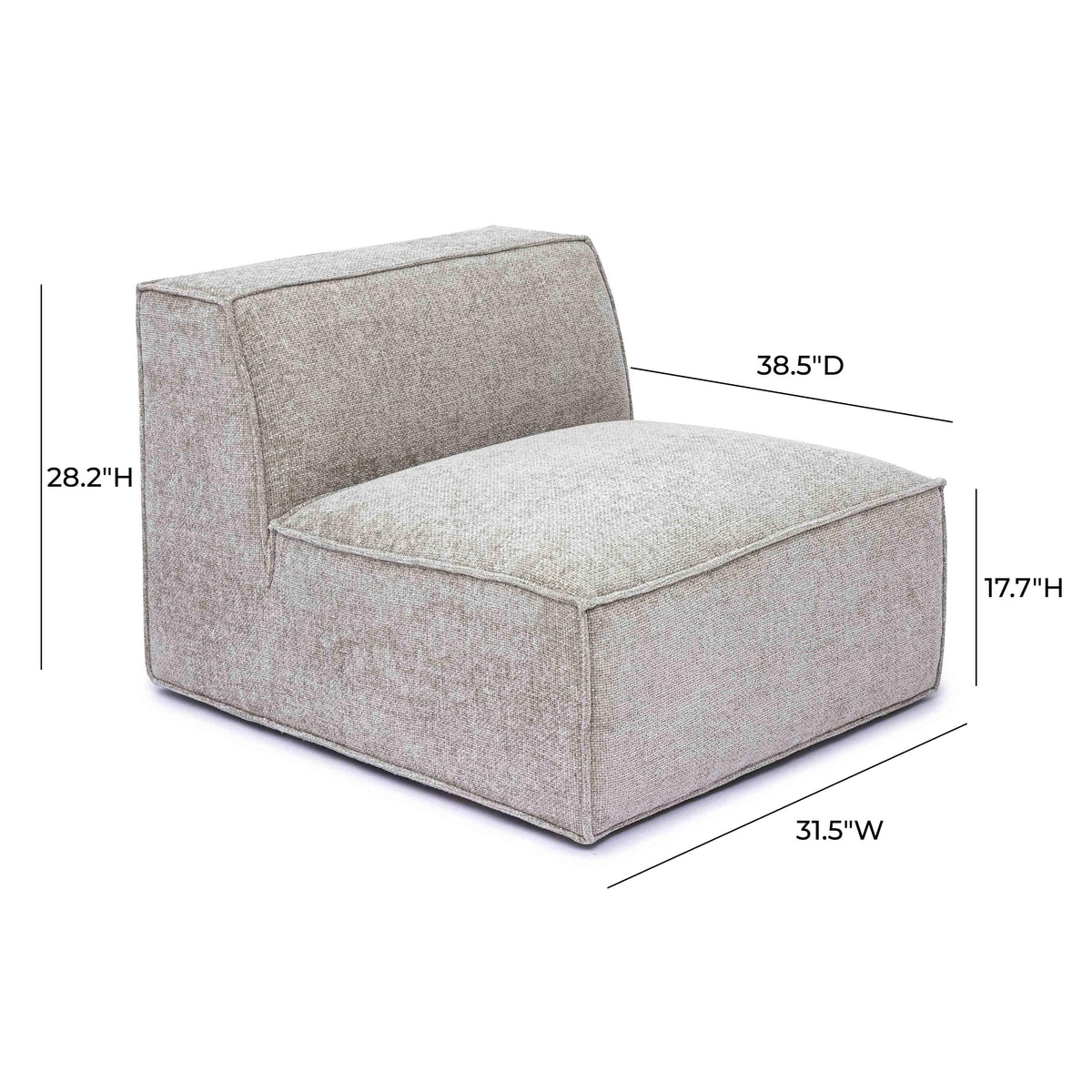 Mindy Performance Chenille Basketweave Modular Armless Chair - View 12