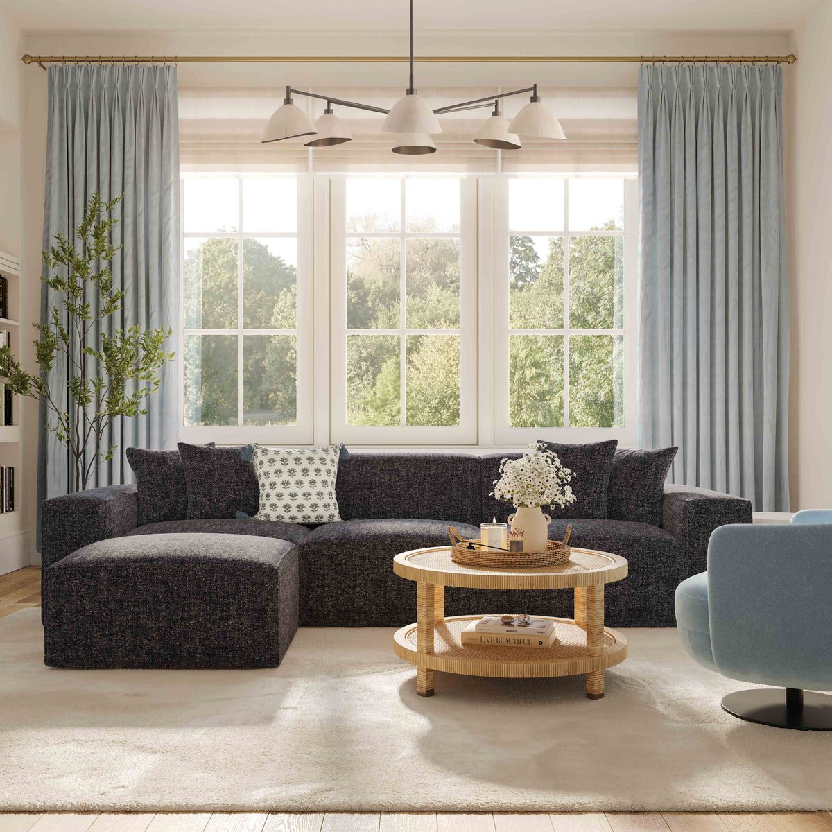 Mindy Performance Chenille Basketweave Modular Armless Chair - View 14