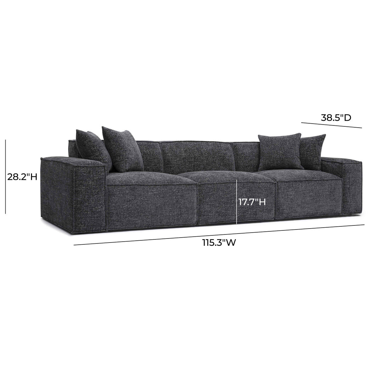 Mindy 115" Chenille Basketweave Modular Sofa
