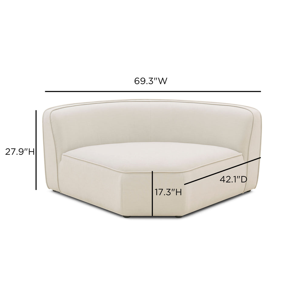 Travie Sand Upcycled Performance Linen Wedge Corner Chair dimensions