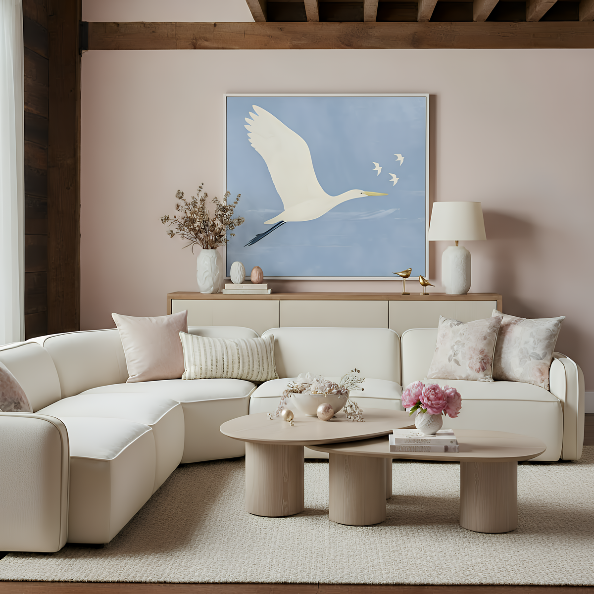 Travie 5-Piece Sand Upcycled Performance Linen Modular Large L-Sectional - View 2