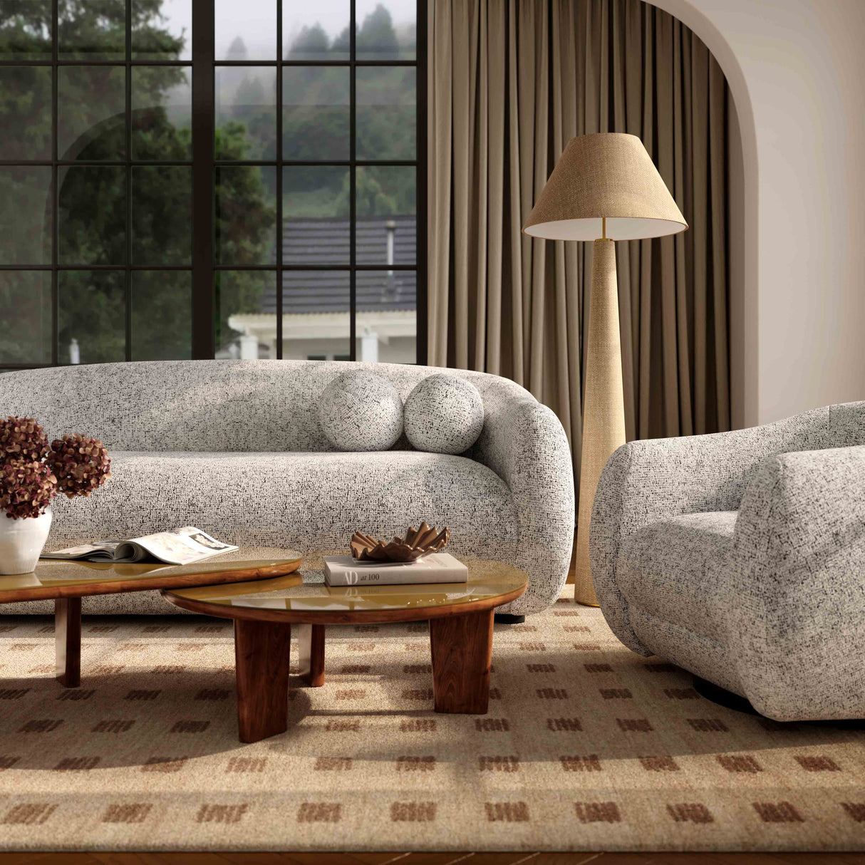 Judy 80" Black and White Woven Fabric Sofa