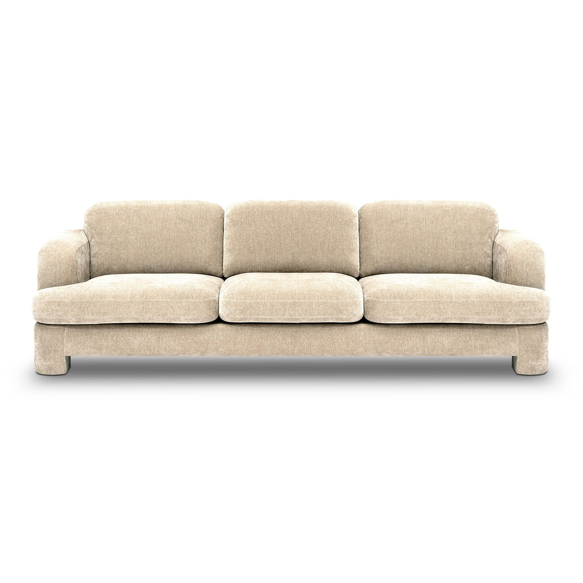 Halsey Textured Fabric Sofa front view with rounded arms and tonal upholstery