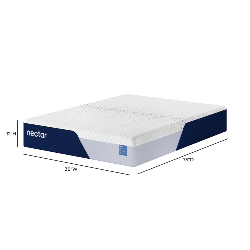 Nectar Foam Classic 5.1 White 12" Mattress dimensions