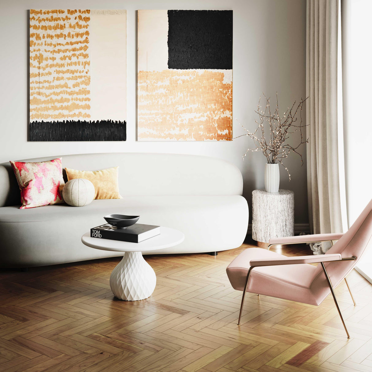 Tulum 27.5" Ivory Concrete Indoor / Outdoor Round Coffee Table