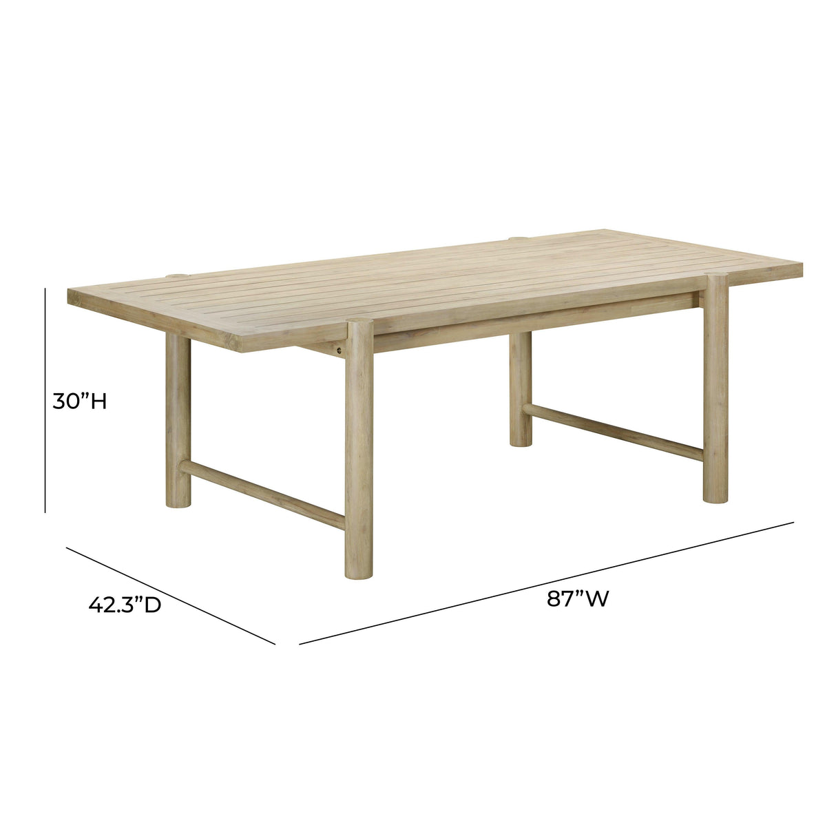 Gata 87" Light Teak Outdoor Rectangular Dining Table