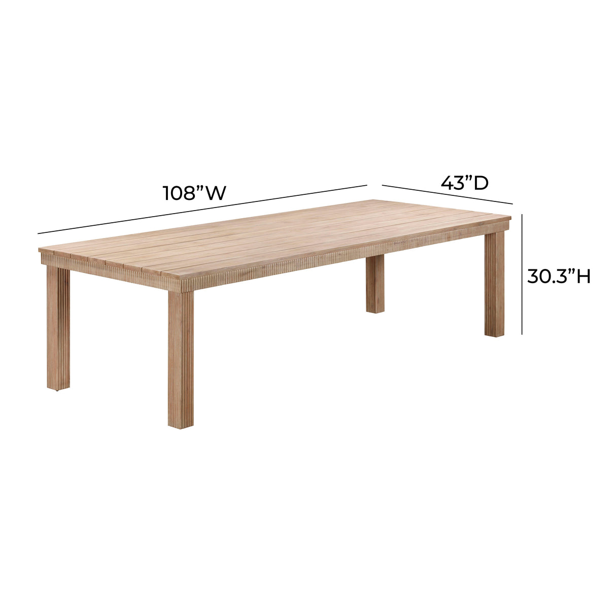 Cassie Natural Outdoor Rectangular Dining Table (75"-108")