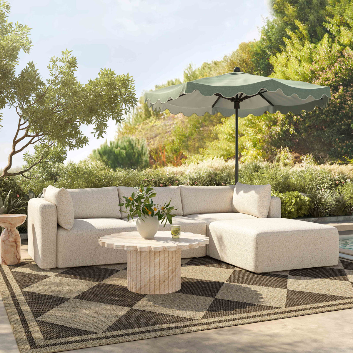 Hangover Cream Performance Fabric Outdoor Modular Armless Chair - View 2