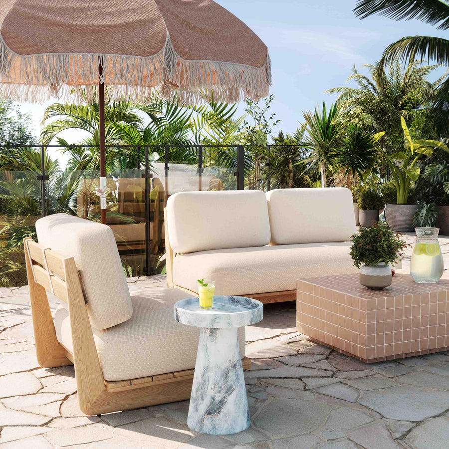 Reavan Cream Outdoor Lounge Chair