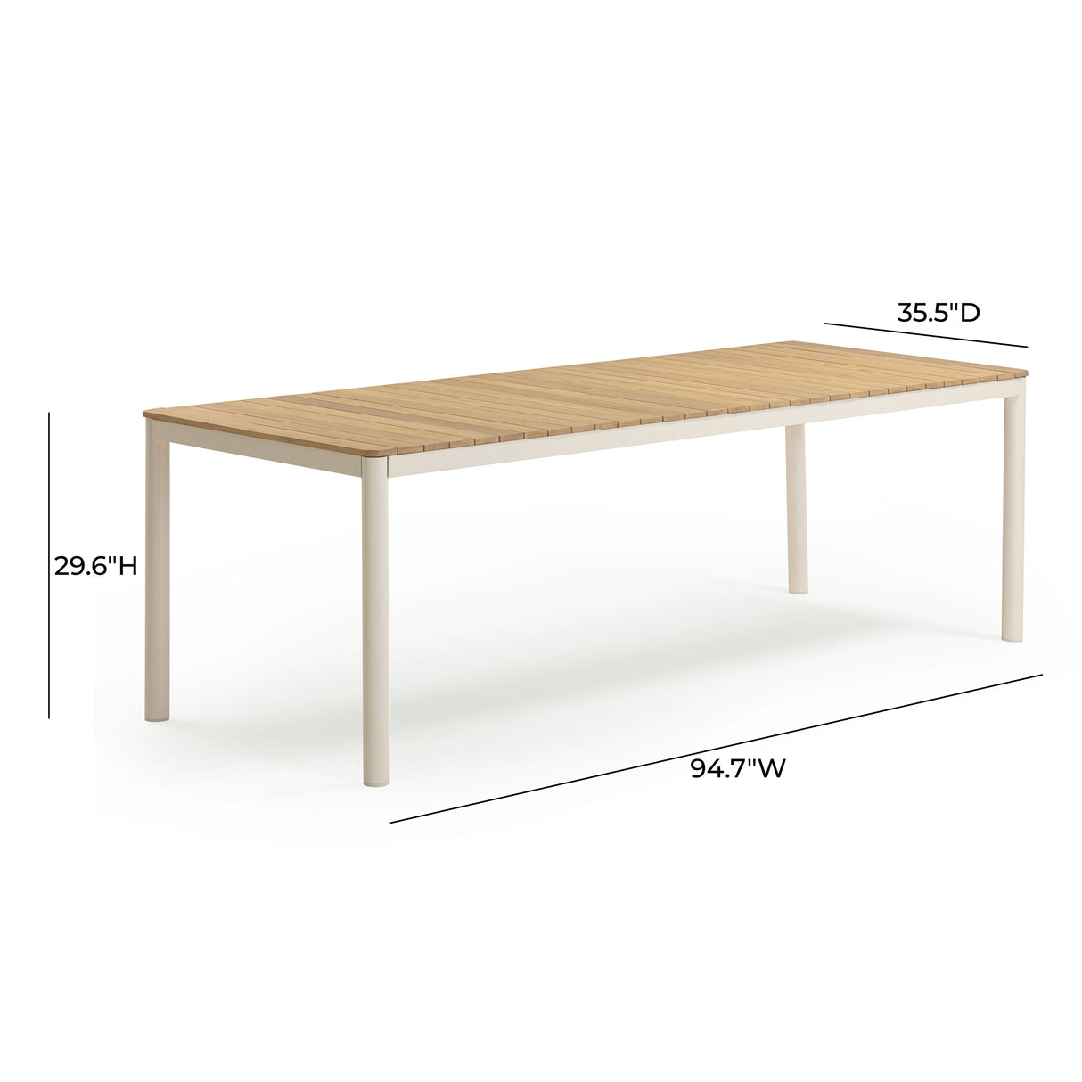 Sardinia 95" Light Teak Outdoor Rectangular Dining Table
