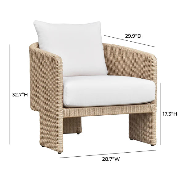 Alexa Cream Performance Fabric Outdoor Armchair dimensions