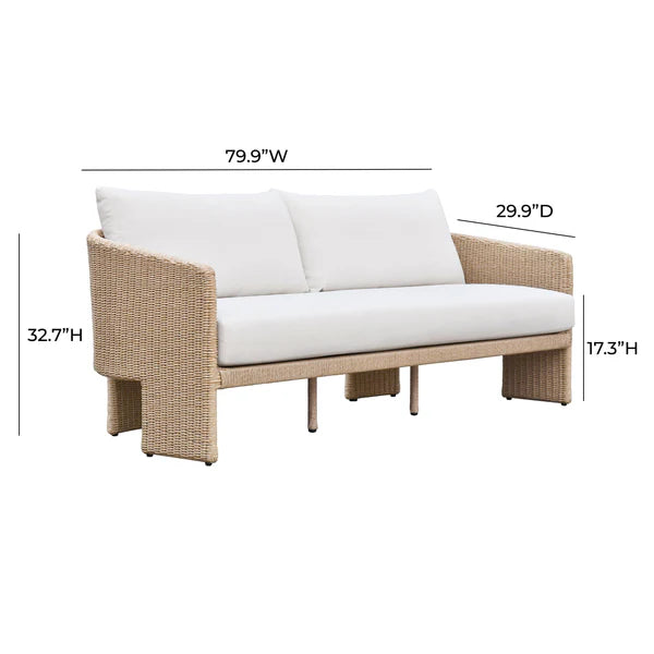 Alexa 80" Rattan Performance Fabric Outdoor Sofa