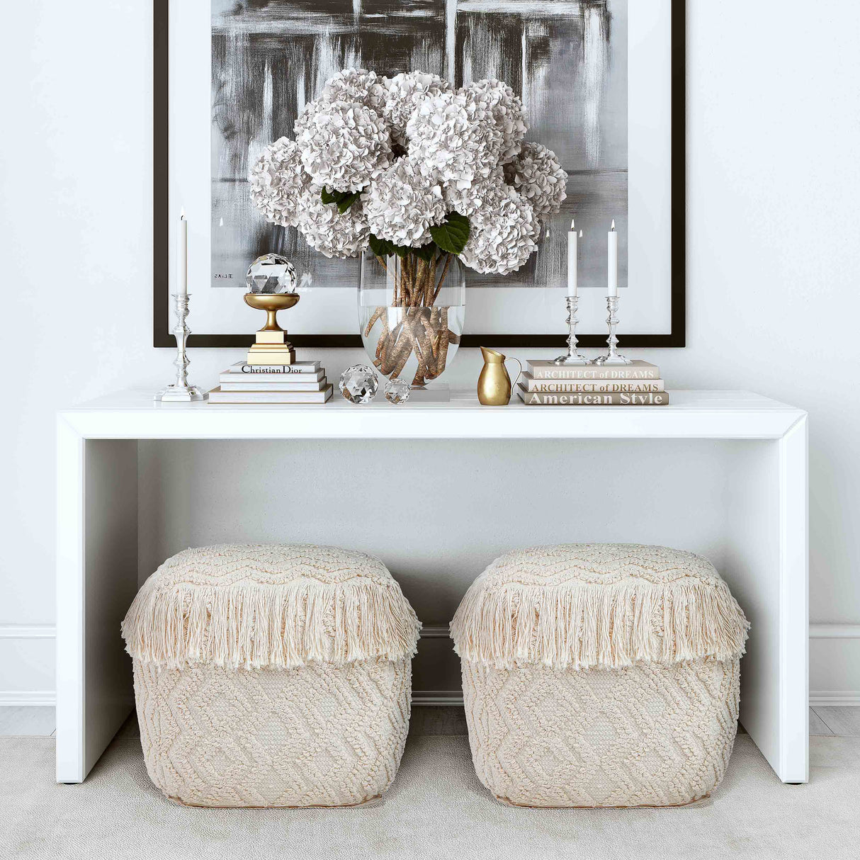 Inca Cream Cotton Pouf