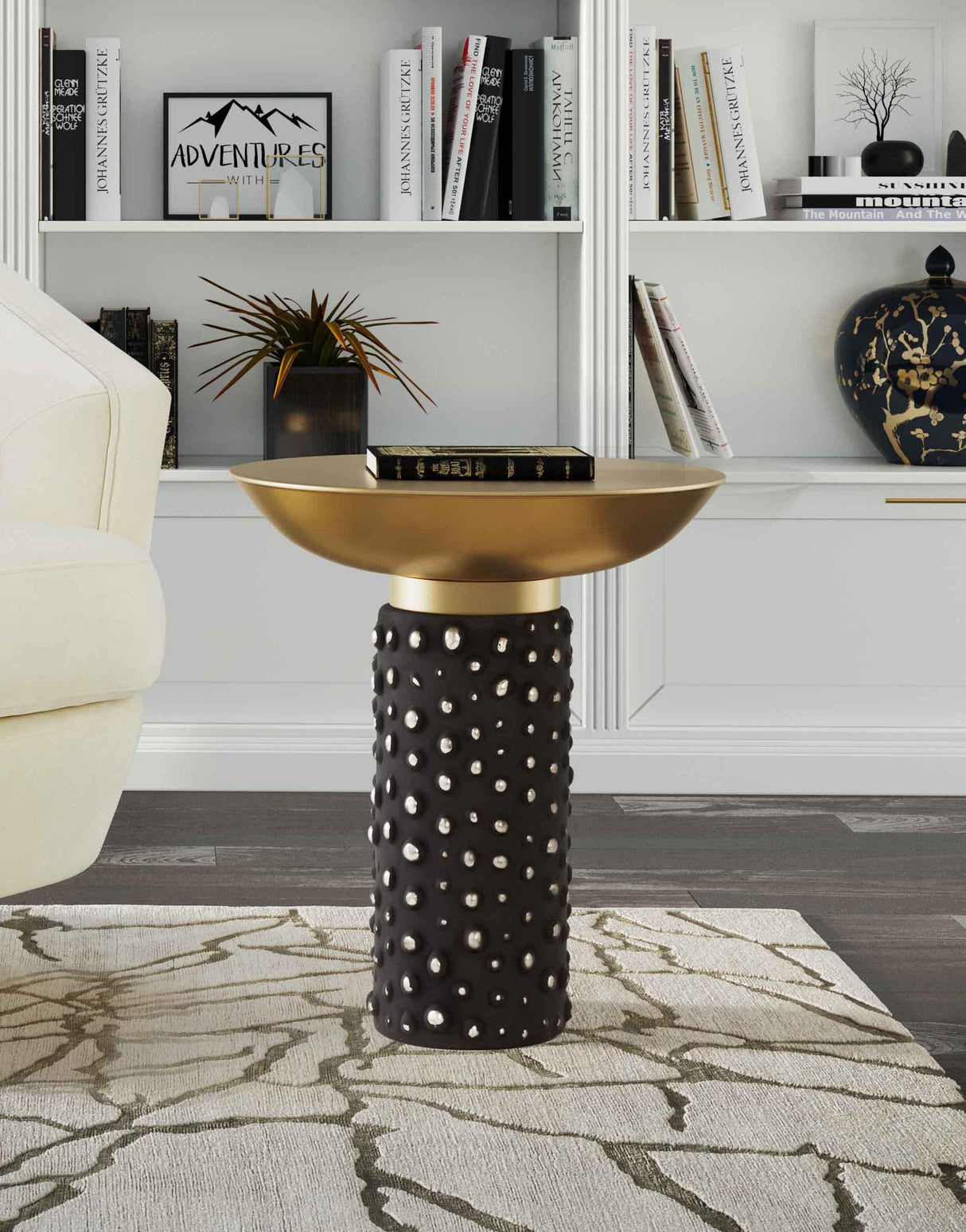 Blaze Glass and Brass Side Table