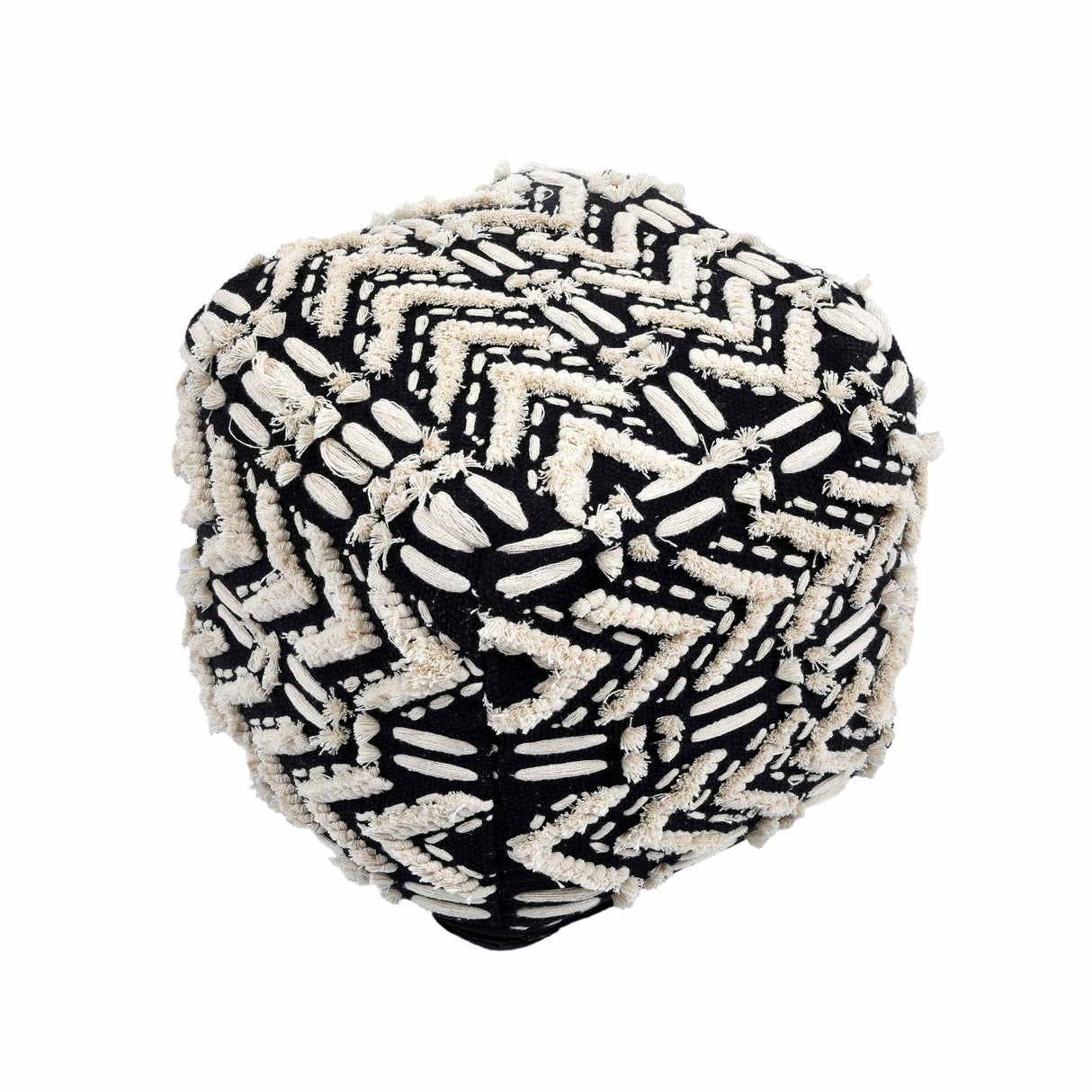Mariel Black Cotton Pouf