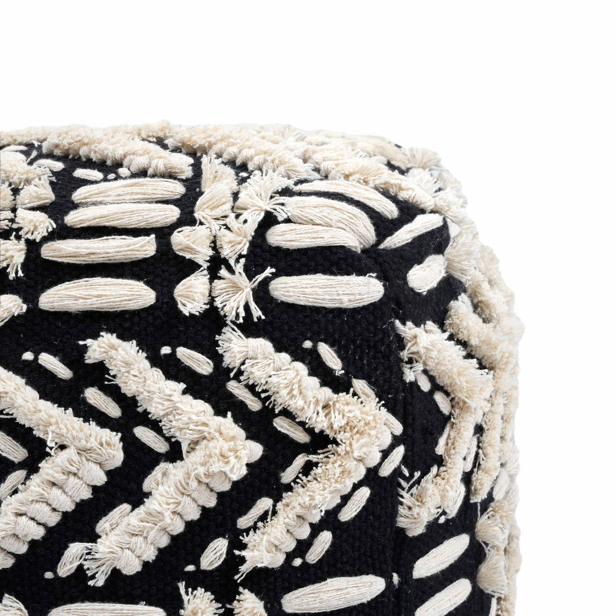Mariel Black Cotton Pouf