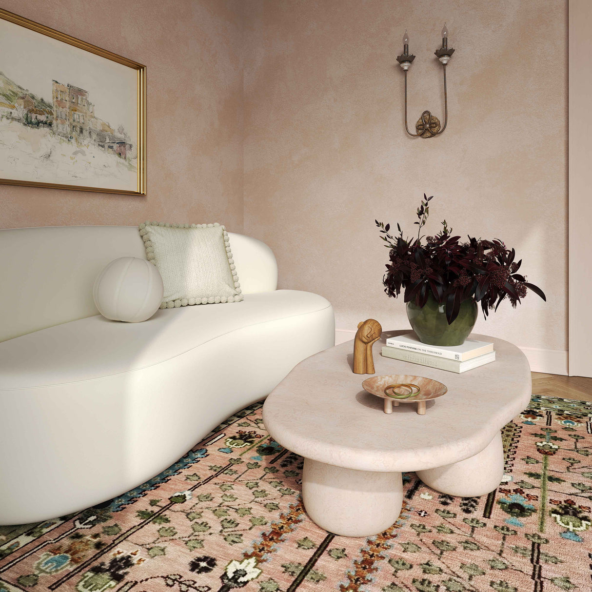 Rahul 59" Cream Coffee Table