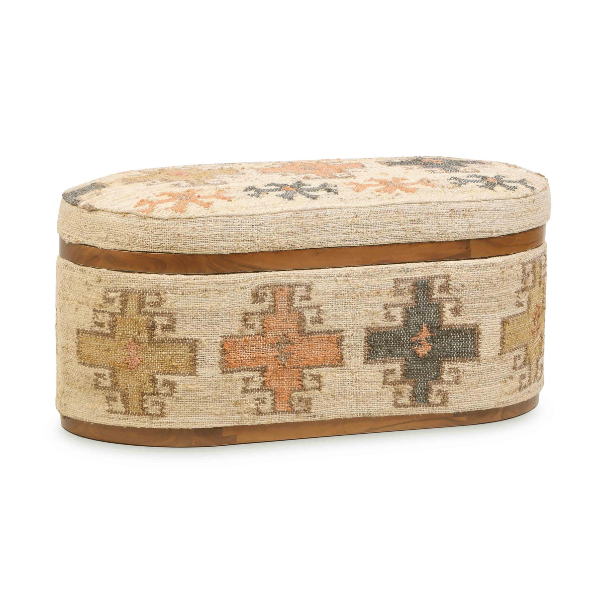 Olivier 41" Cotton Oval Storage Ottoman