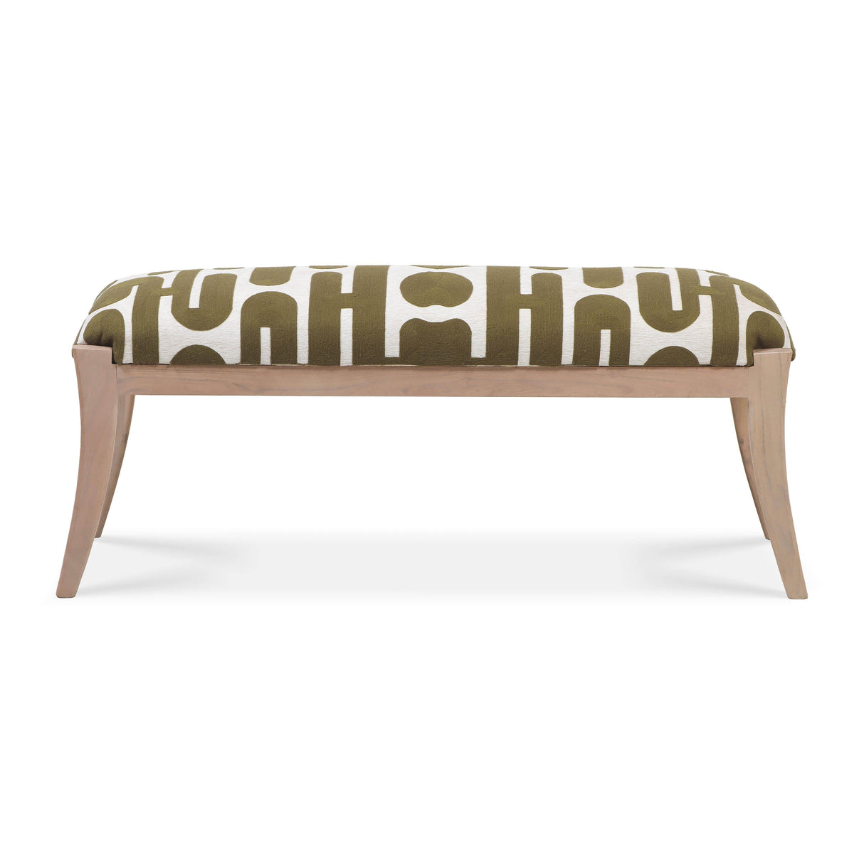 Arielle 48" Olive & White Embroidered Bench