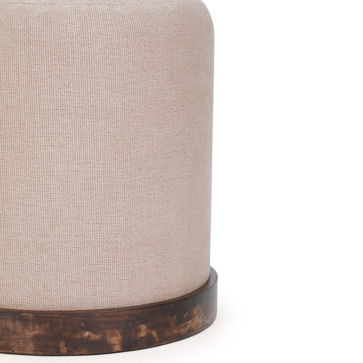 Como Burl and Saddle Brown Cotton Jute Contract-Grade Accent Stool - View 5